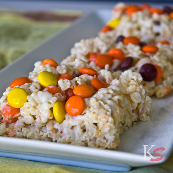 Reese’s Pieces Rice Krispies Treats